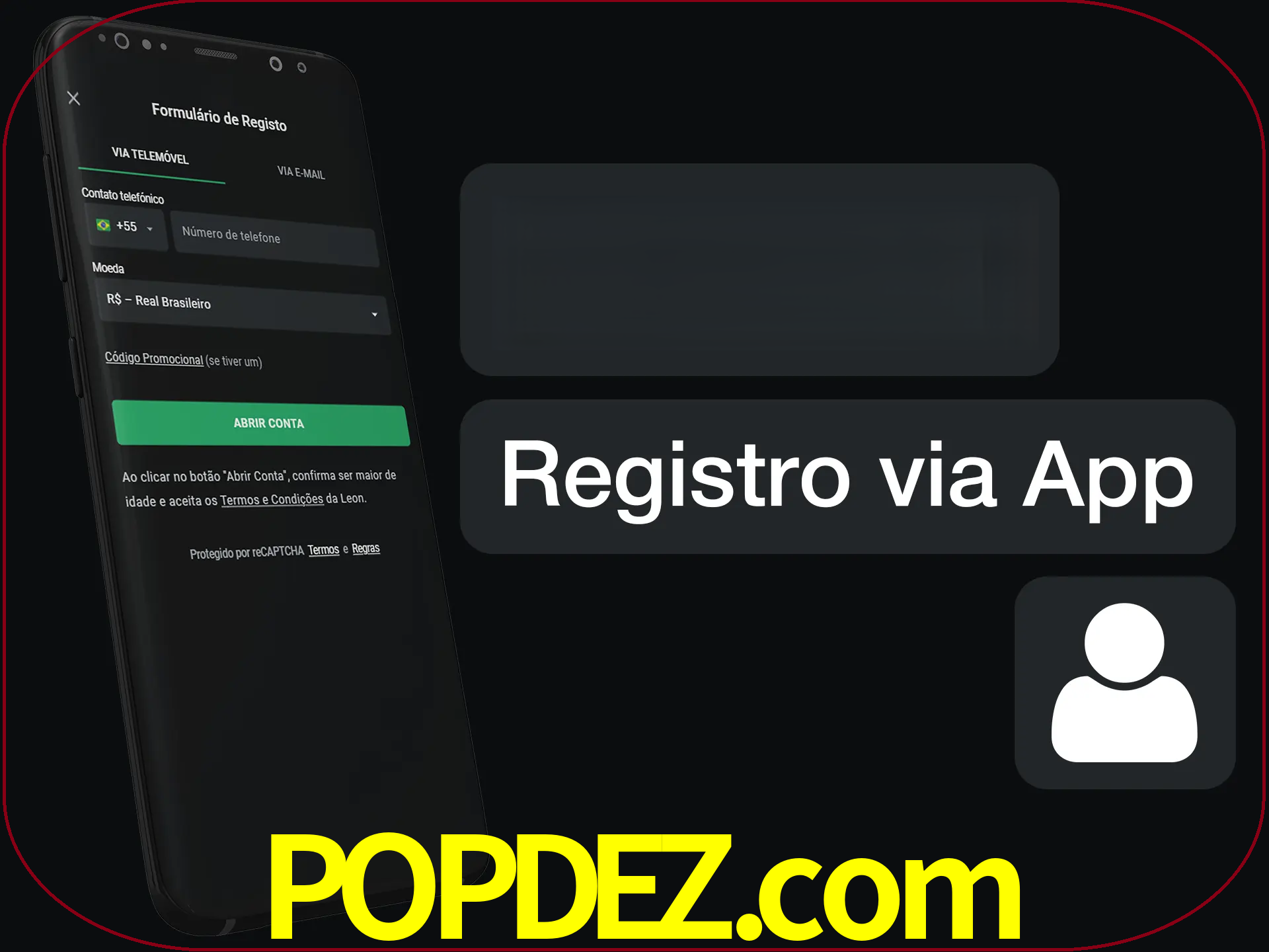 Registre-se com duas etapas usando o aplicativo.