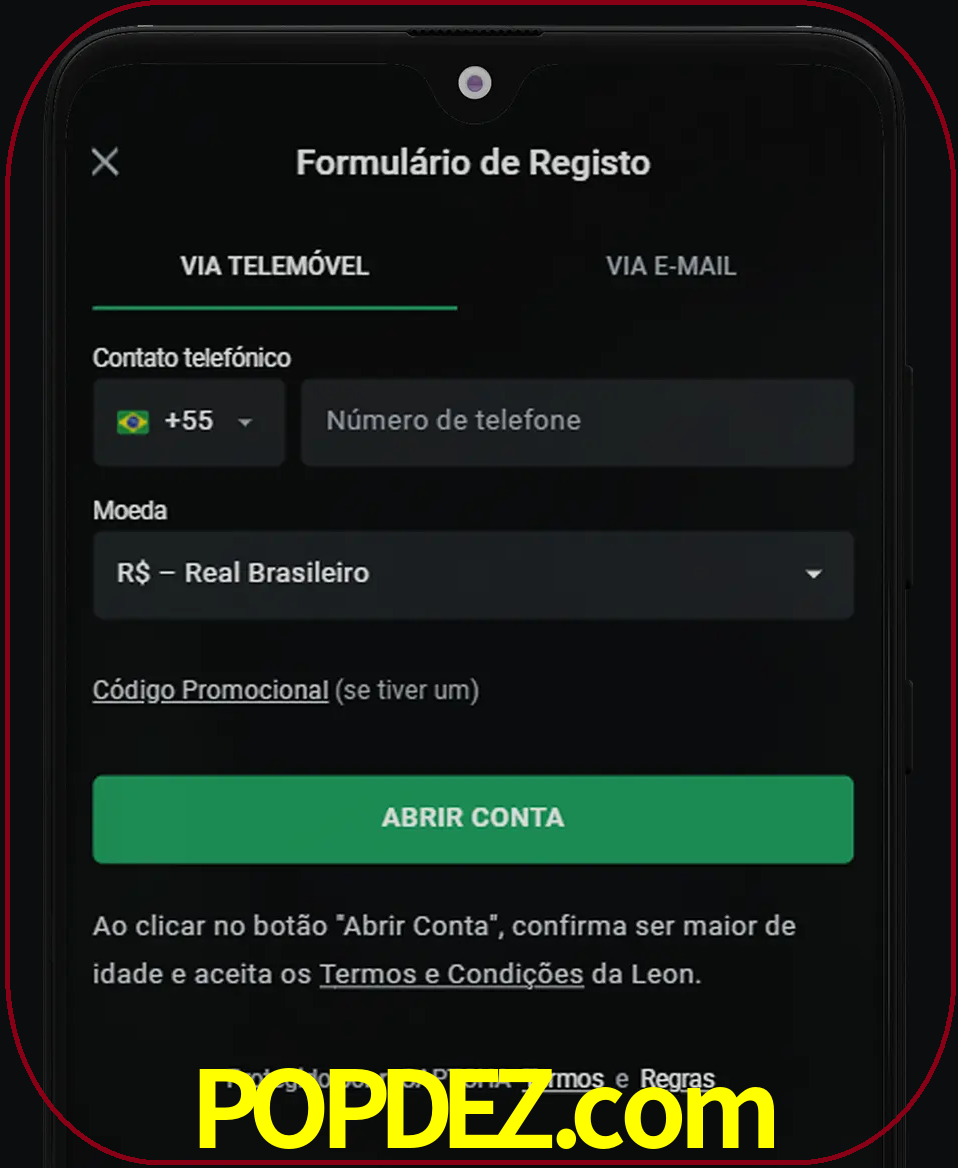 Abra o aplicativo e inicie o processo de registro.