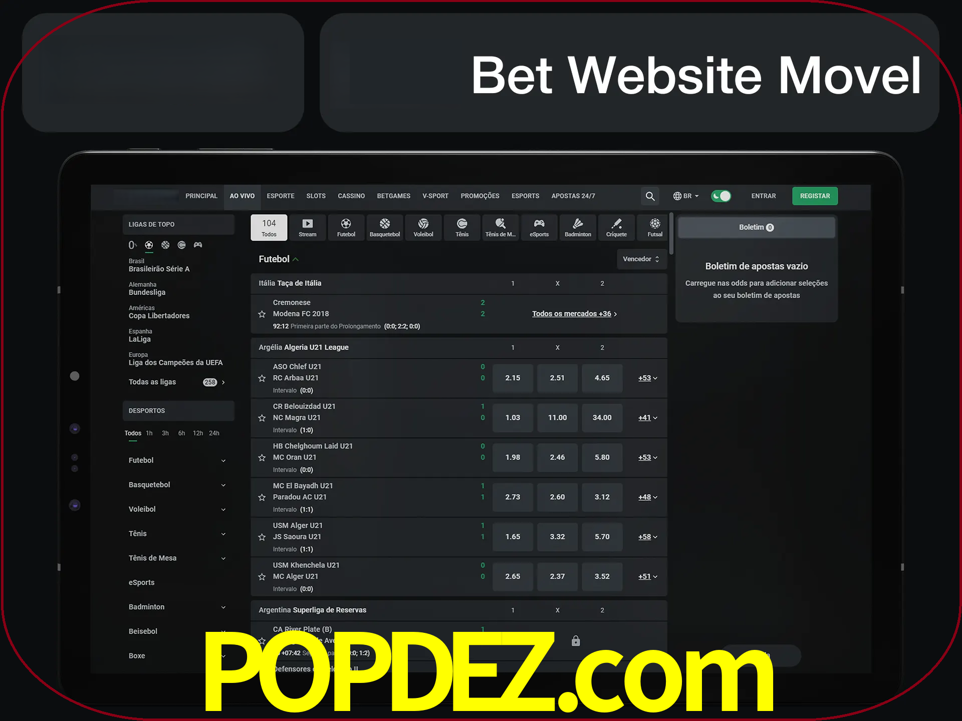 Use nosso website em qualquer dispositivo.