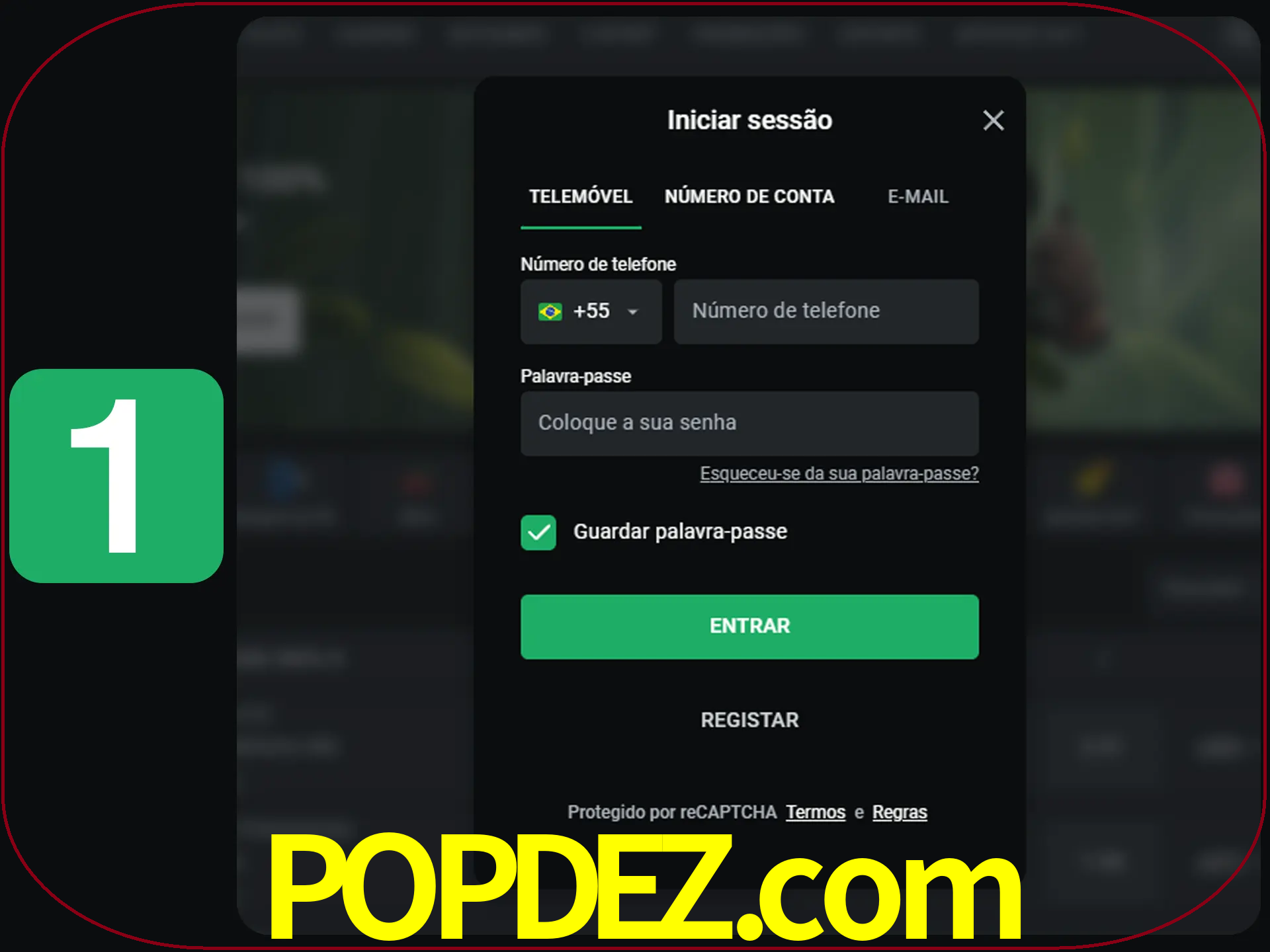 Clique no botão Entrar.